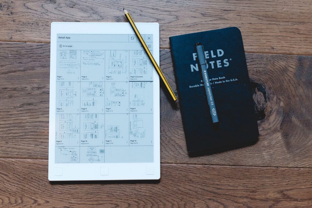 Remarkable tablet shown with Noris Digital pencil & Field Notes notepad.